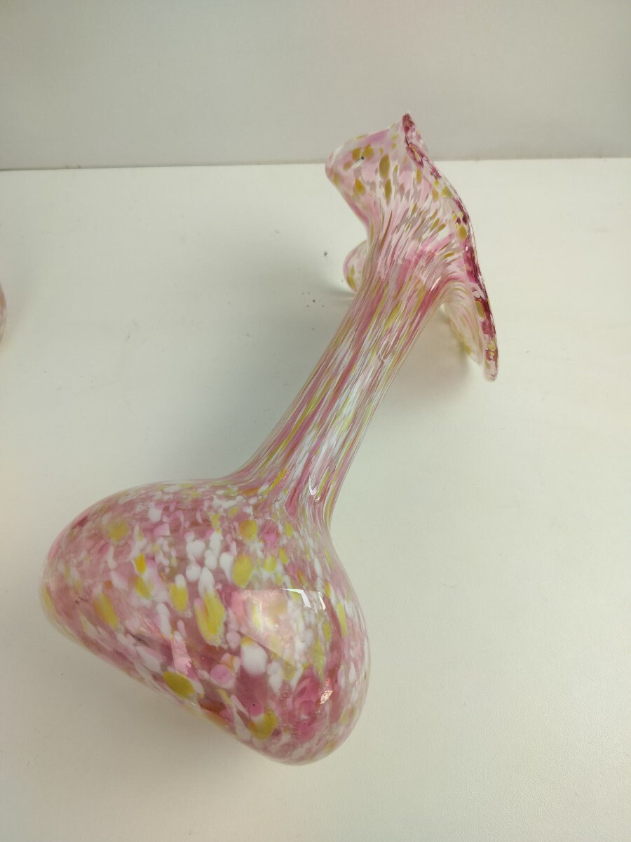 ペアヴィンテージムラーノイタリアミルフィオリ花瓶特にトップが美しい