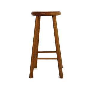 bar stool chair Loft Wood Iron Band primitive Funky Loft Pedestal side table vintage