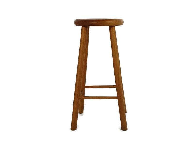 Tabouret De Bar Chaise Loft Wood Iron Band Primitive Funky Guéridon Table D'appoint Vintage