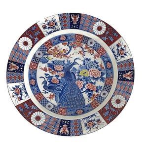 Imari Charger Plate Decorative Vintage Japanese Peacock beautiful Large Hand painted