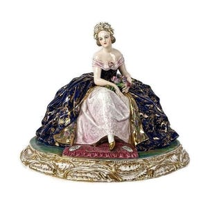 Large Porcelain statue Figurine Lady marked Guido Cacciapuoti Italy vintage