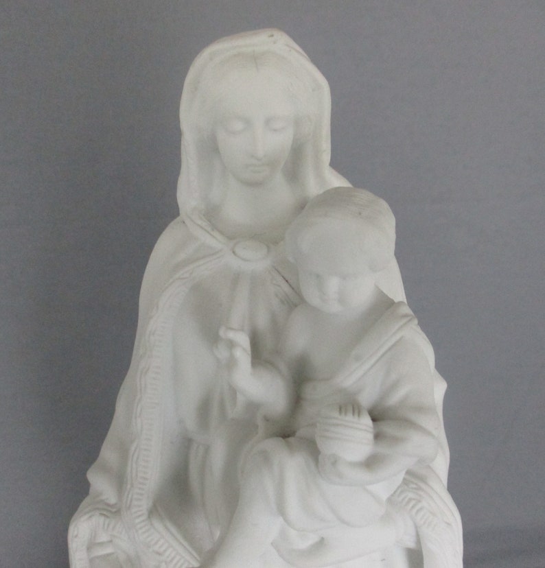 Large French Antique 1900 Bisque Statue Virgin Mary Our Lady With ...