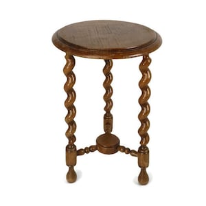 Barley Twist Mesa de vino lateral de madera Pedestal de dos niveles Planta Bonsai Stand Barn Country