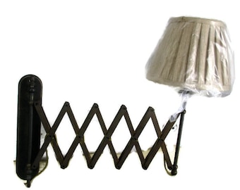 Industrial Machine Age Black Scissor Wall Lamp Expanding Mounted Adjustable