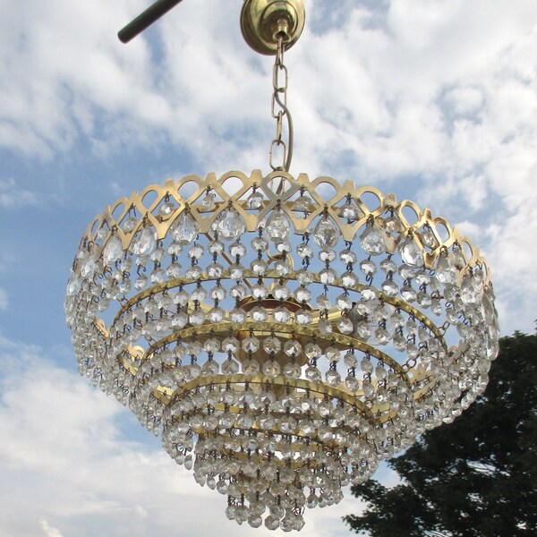 RESERVED BO Vintage Wedding Cake Chandelier Prisms Waterfall 7 Tier Belgium Massive Gorgeous