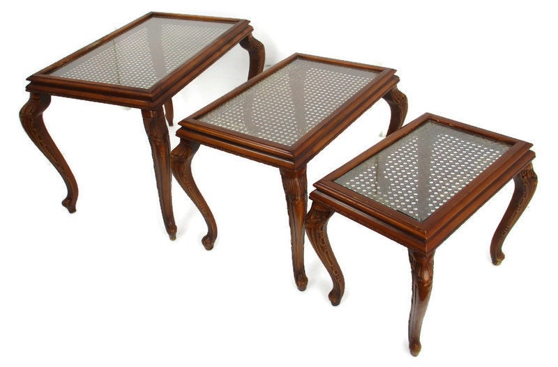 Bamboo glass top side table - Etsy.de