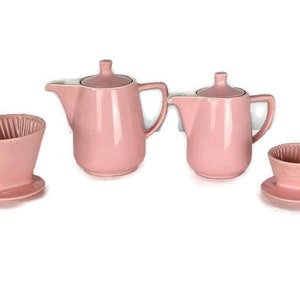 conjunto antigo de porcelana rosa Melitta Art Deco bule filtros para cafeteira