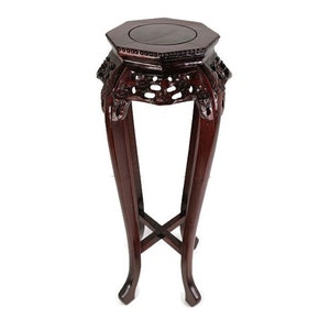 Large Gorgeous Rosewood Chinese Pedestal Plant stand bonsai table side table ornate vintage