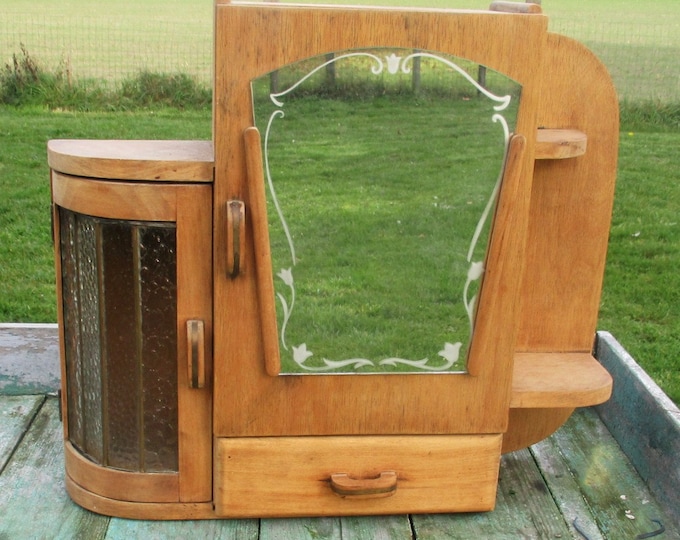Art Deco Wood Apothecary Bathroom Medicine Wall Etsy