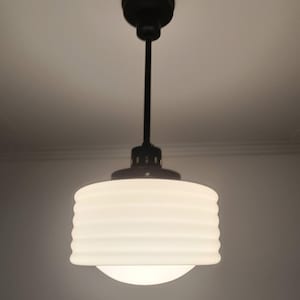pendant Lantern Chandelier a Ceiling Light Skyscraper MIlk Glass Opaline white antique