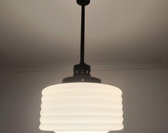 pendant Lantern Chandelier a Ceiling Light Skyscraper MIlk Glass Opaline white antique