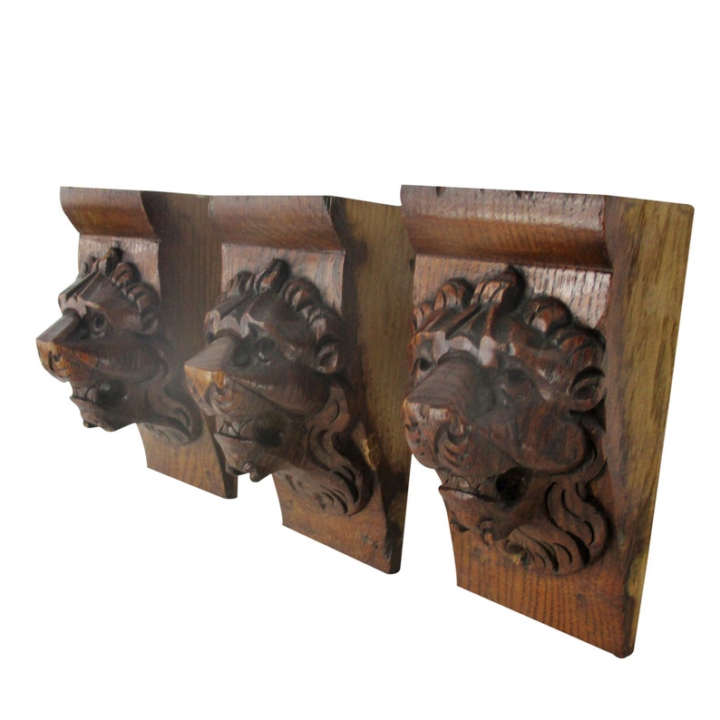 3 Antique Corbels Brackets Hand Carved Wood Architectural Etsy