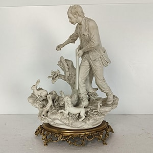 large group figurine porcelain white hunt Italy Capodimonte Sandro maggioni Vintage stunning