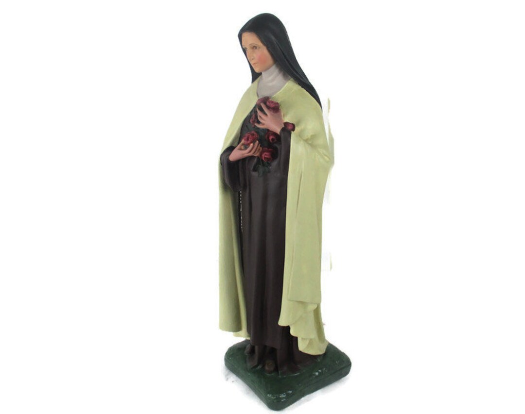 Statue Plaster St Therese Lisieux Little Flower of Jesus Gorgeous Face ...