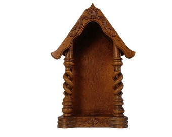 hand Carved Wood Open  Barley Twist Standing Chapel Niche for Statue Beautiful Vintage