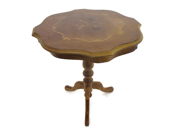 Italian Inlay Table Plant Stand Side Wine Coffee Table Hollywood Regency Beautiful Rare