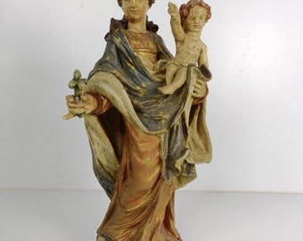 アンティーク 18 世紀 石膏 聖母マリア 幼子イエス コレクター WOW