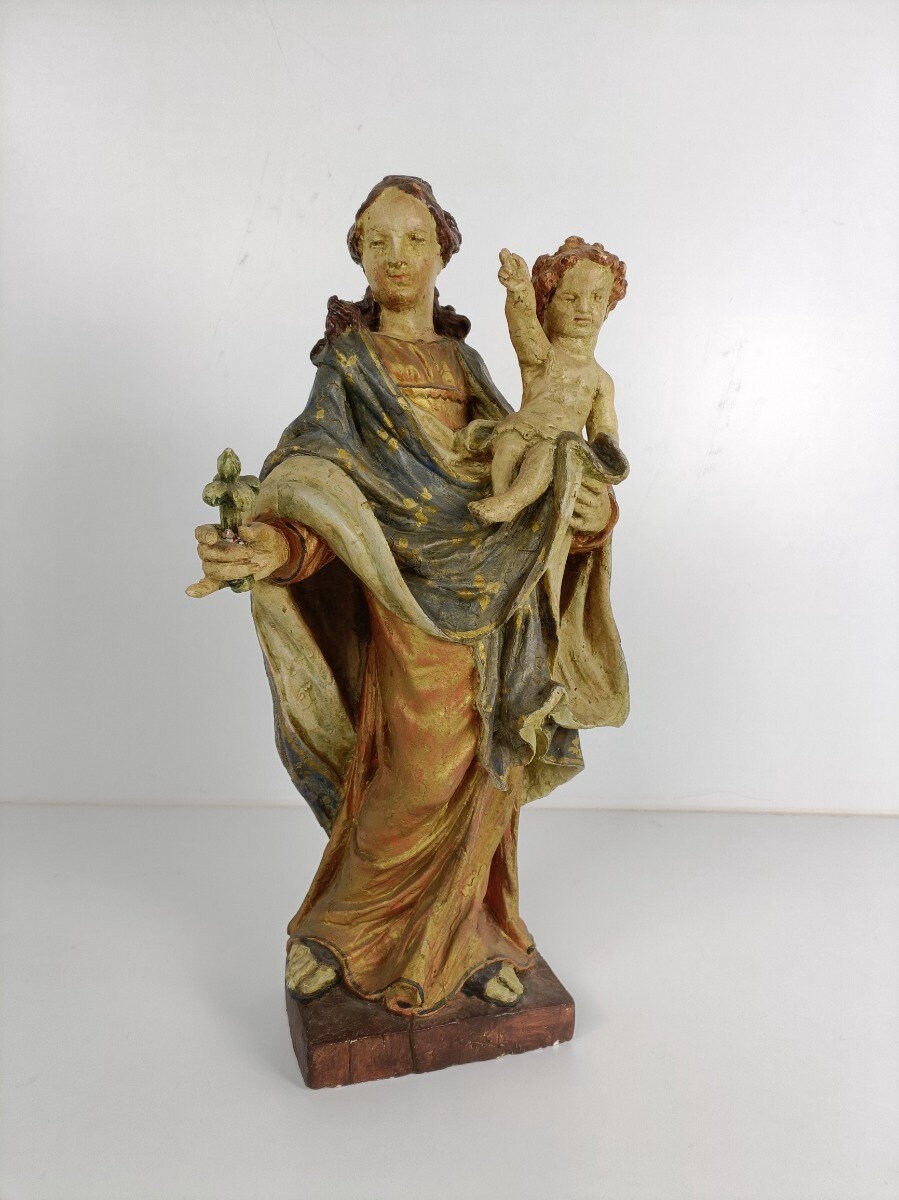 アンティーク 18 世紀 石膏 聖母マリア 幼子イエス コレクター WOW