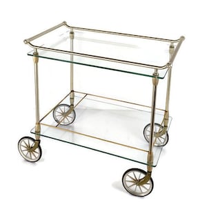 Wózek na herbatę i koktajle do baru Hollywood Regency Kitchen Island Chrome Bardzo stylowy