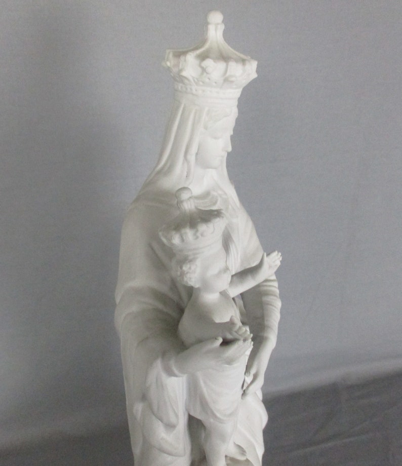 French Antique 1900 Bisque Statue Virgin Mary Our Lady Victoire Madonna ...