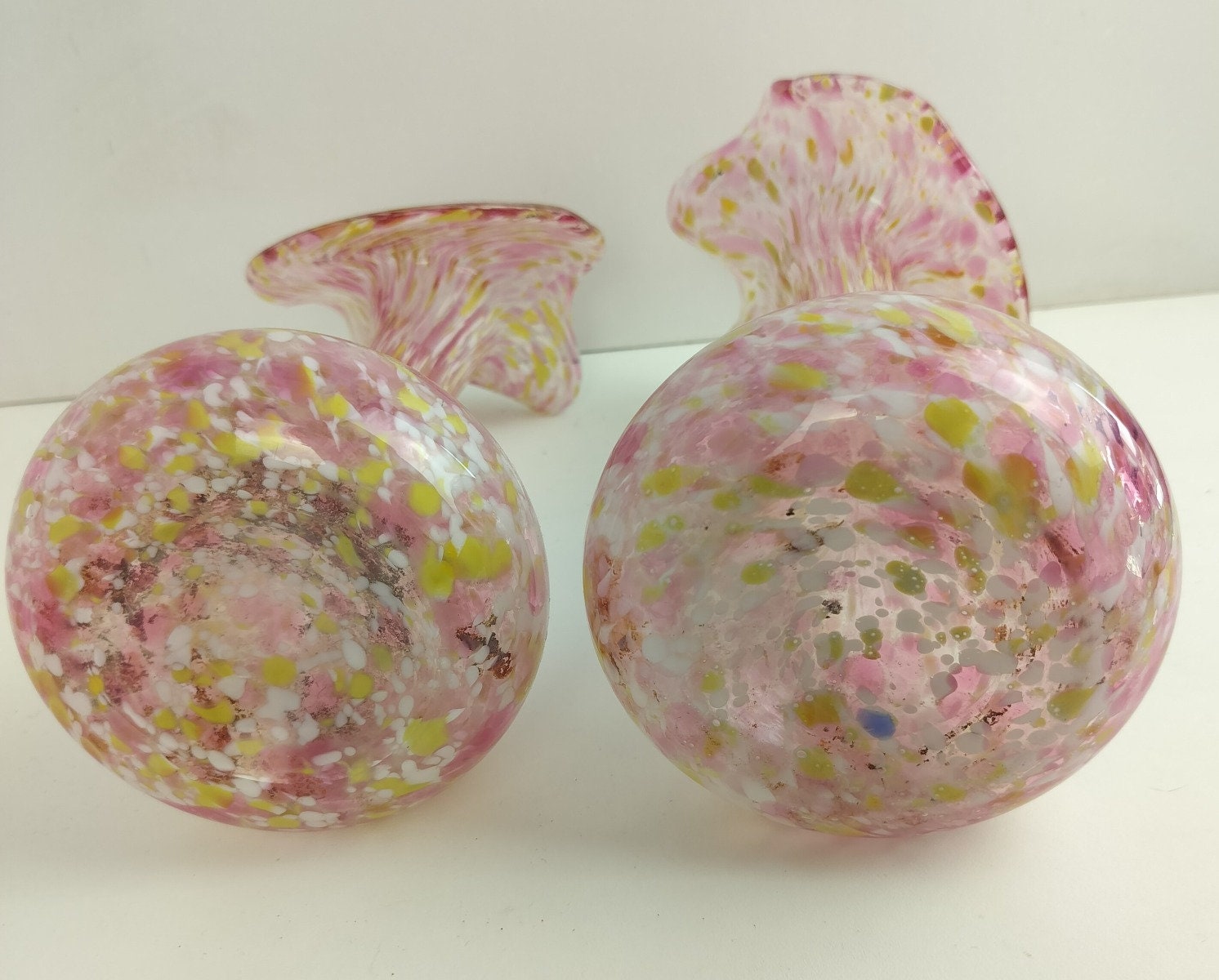 ペアヴィンテージムラーノイタリアミルフィオリ花瓶特にトップが美しい