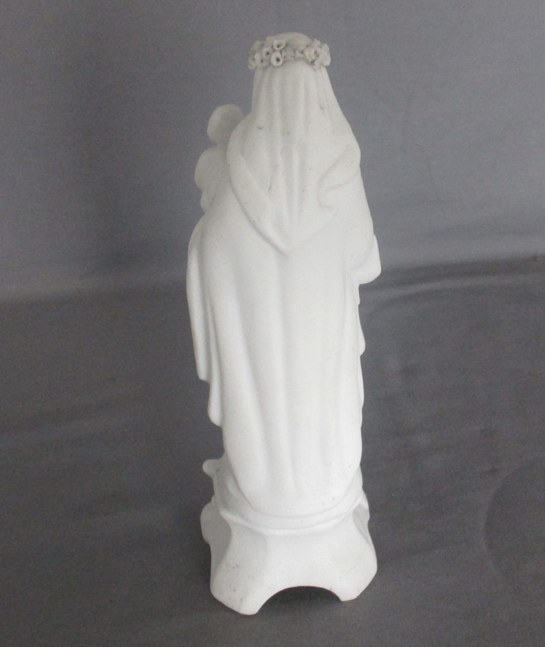 Antique Bisque Porcelain Statue Virgin Our Lady Mary Madonna With ...