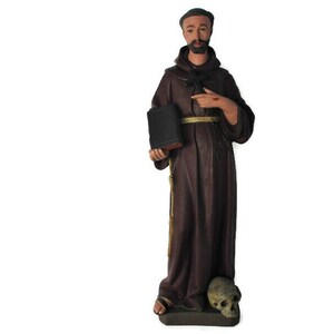 L Antique 1900 Church Quality Statue saint Francis of Assisi HTF 32.67&quot; Gothic