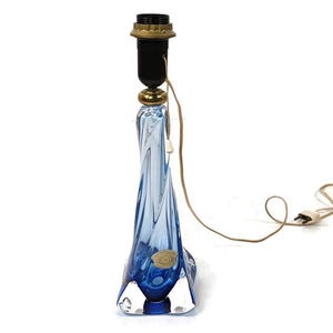 gorgeous blue Crystal vintage Desk Table Nightstand lamp Val St Lambert marked large