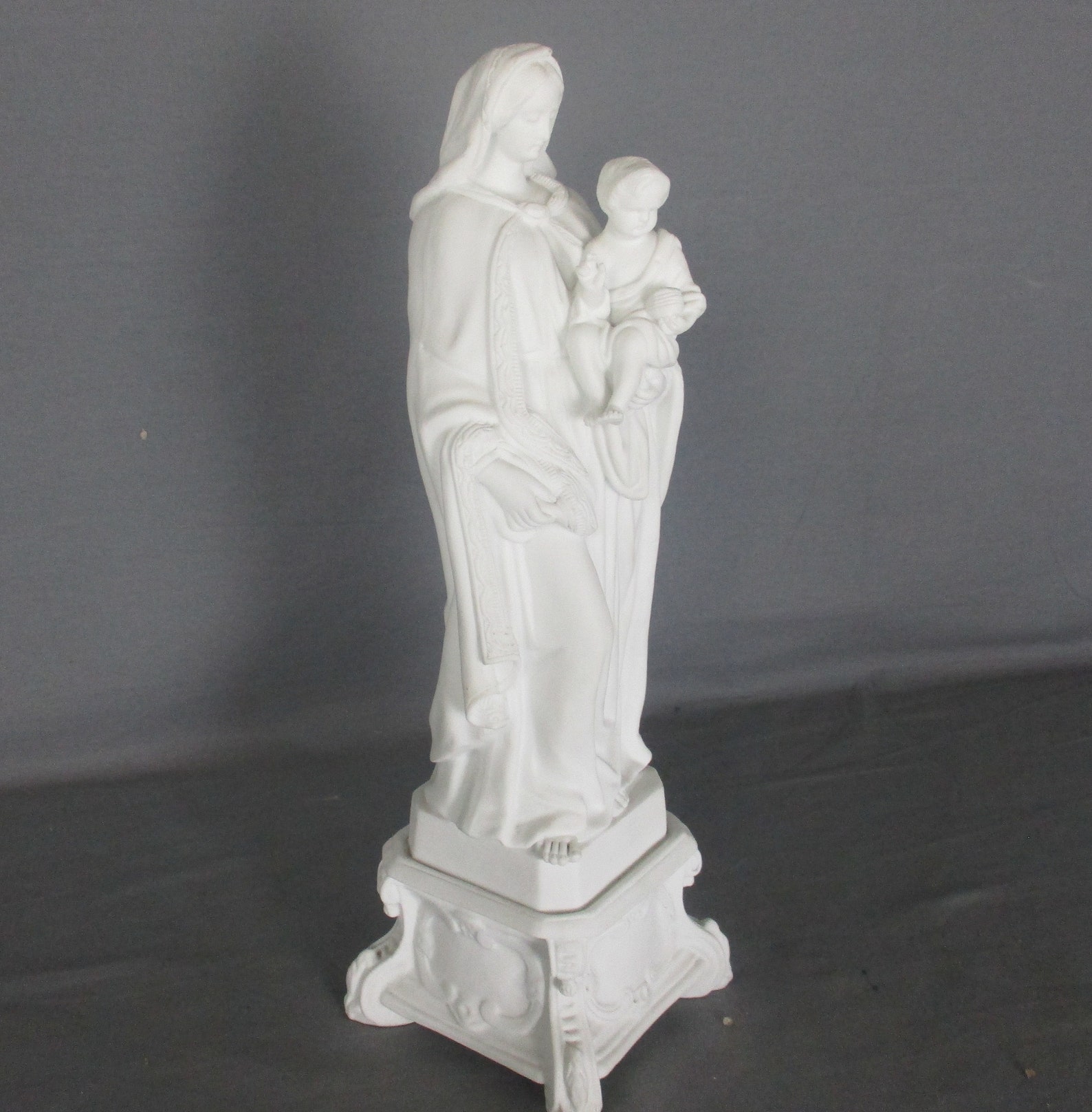 Large French Antique 1900 Bisque Statue Virgin Mary Our Lady With ...