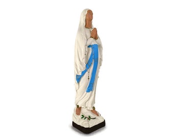 Vintage French Virgin Mary Madonna Our Lady of Lourdes Plaster Statue