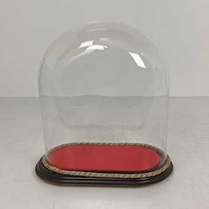 Antique Victorian Oval Hand Blown Glass Globe Dome Doll Clock 13.77&quot;H 12.59&quot;W6.29&quot;