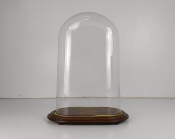 Antieke Victoriaanse ovale handgeblazen glazen Globe Dome Doll Clock 19,88" 12,2"