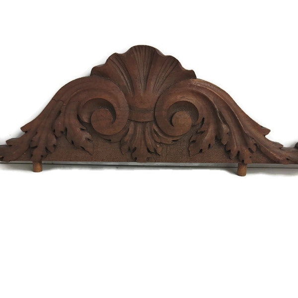 Hand Carved Wood French Pediment Ornate Over door Architectural Antique  reclaimed
