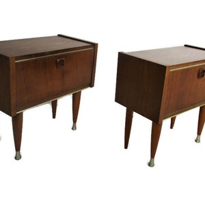 Retro Pair Danish Modern Teak Nightstands End tables Mid Century Modernist WOW