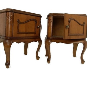 Pair Couple Antique Nightstands End tables Vanity Cabinets Jugendstil Dresser
