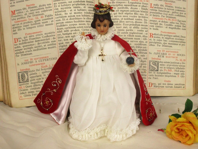 Figurine Statue Wax Little Infant of Prague Santo Nino Doll Etsy