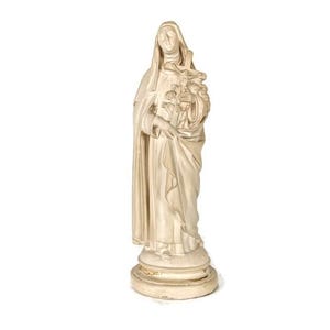Statue Plaster St Therese Lisieux Little Flower of Jesus white vintage Christianity