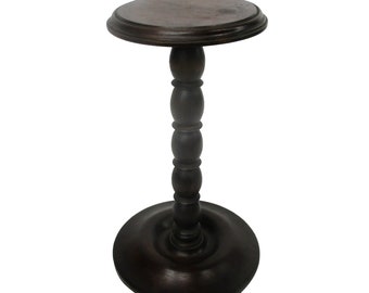 Antique Hand Carved Wood Ornate Pedestal Display Side Table Plant Stand Edwardian Style 16.53"