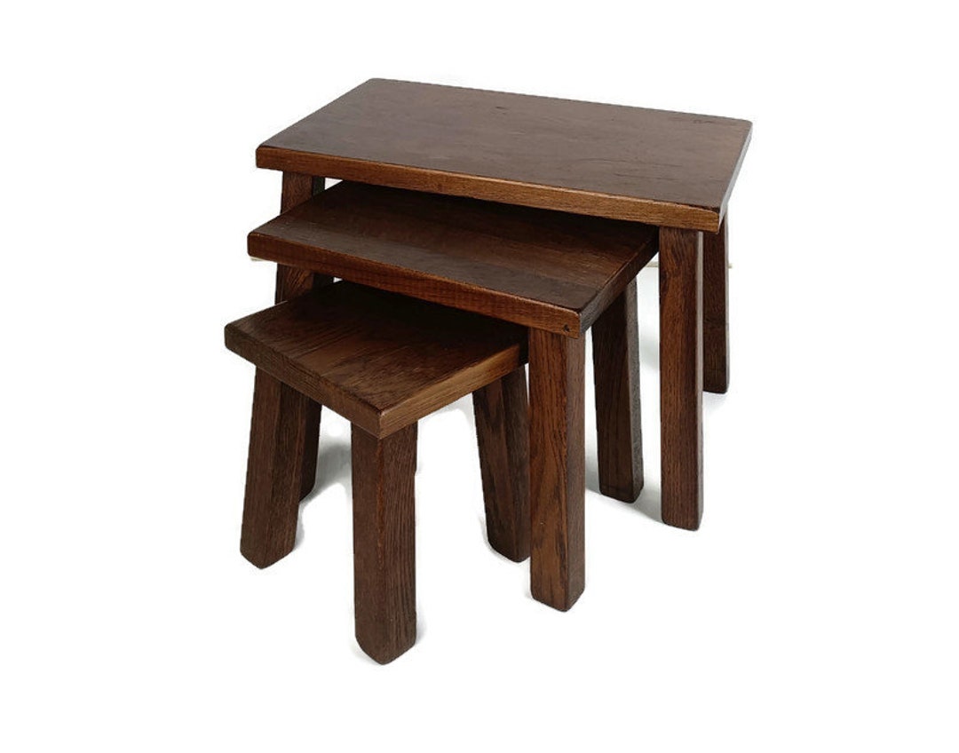 Tables That Stack Set of 3 Mid Century Wooden Stacking Nesting Tables Side Coffee Tables ...