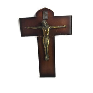 Art Deco Antique Crucifix Modernist Brass Corpus Christianity Jesus Christ Saviour