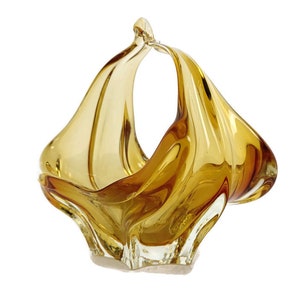 Art Glass Centerpiece Bowl Fruit Dish   Murano Italy Amber Brown Small Gorgeous