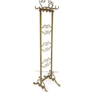 Vintage Hall Tree Coat Hat Rack Standing  Brass  Ornate Hollywood Regency HTF