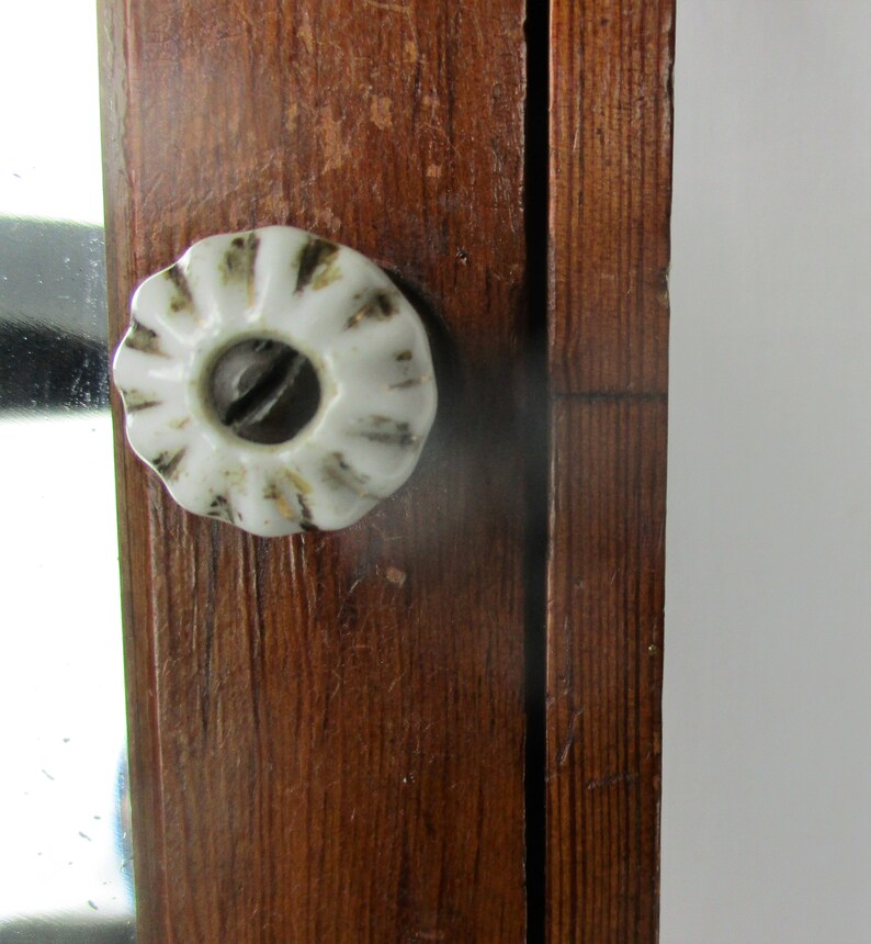 Vintage Pine Wood Kitchen Apothecary Bathroom Wall Cabinet Beveled Glass Mirror