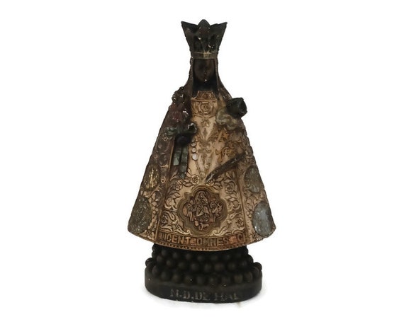 Beeldje van de Maagd van Banneux in albast - 39 cm