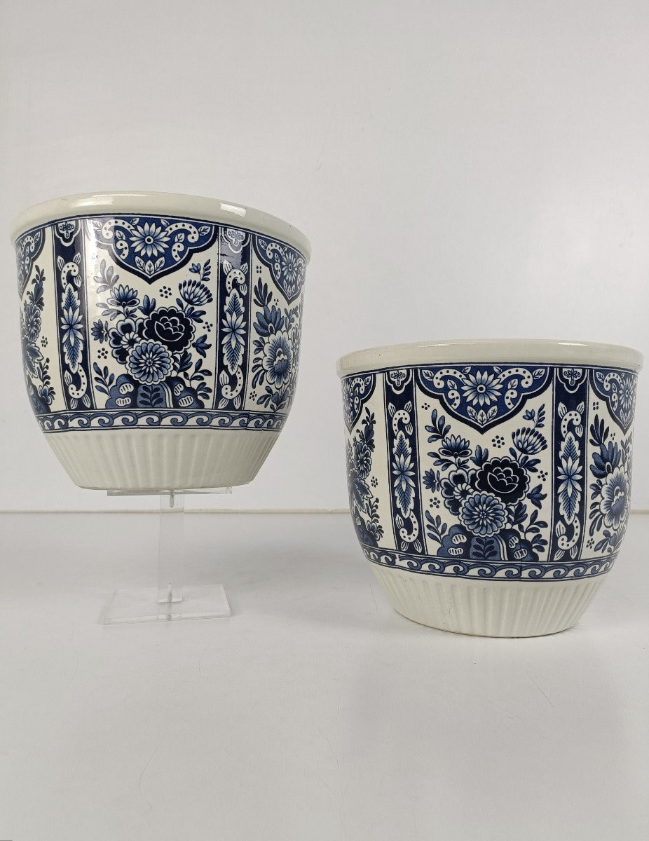 Vintage Boch Royal Sphinx Delfts Blue White Flower Pot Jardiniere