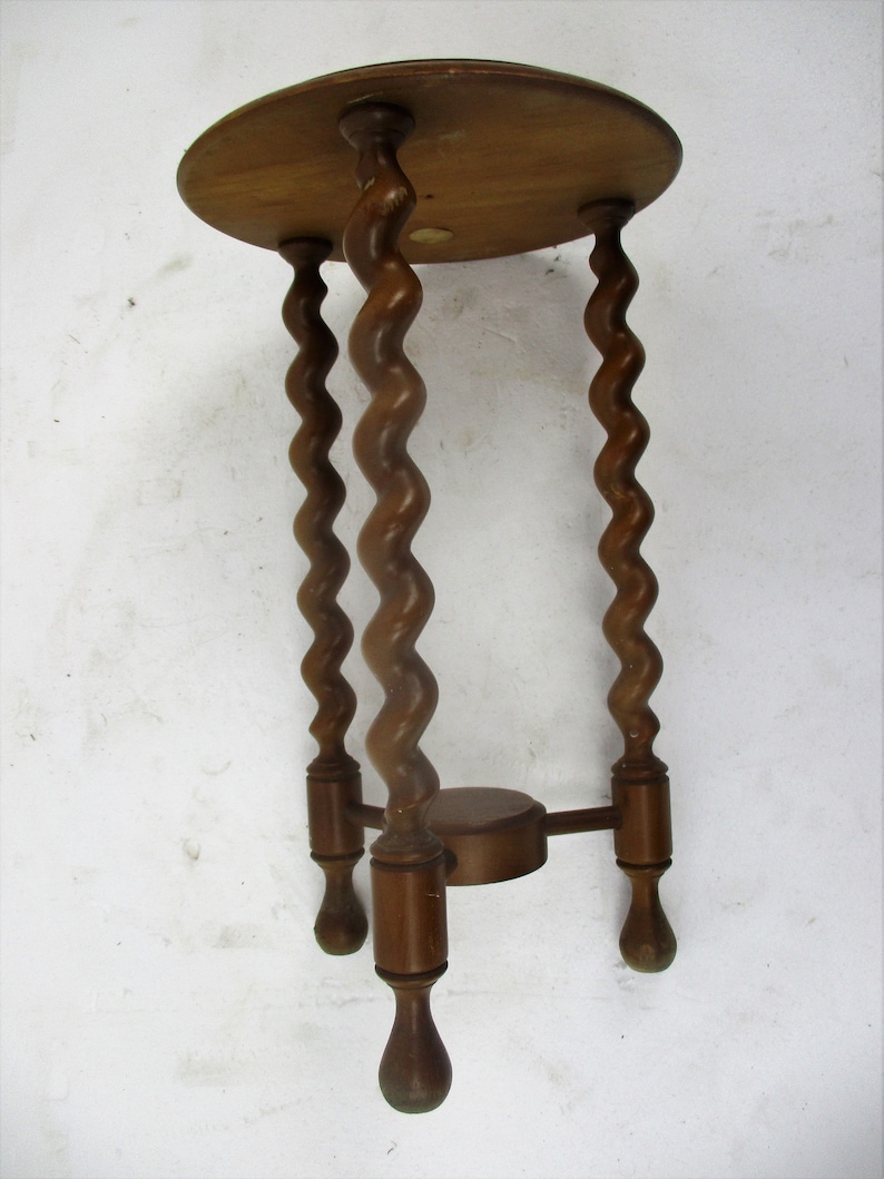 Barley Twist Wooden Tripod Side Display Bonsai Flower Table Pedestal Plant Stand 20.47