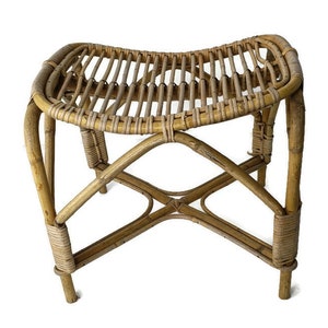 Footstool Foot rest Ottoman, Vintage, hobo chic, japandi, rattan,