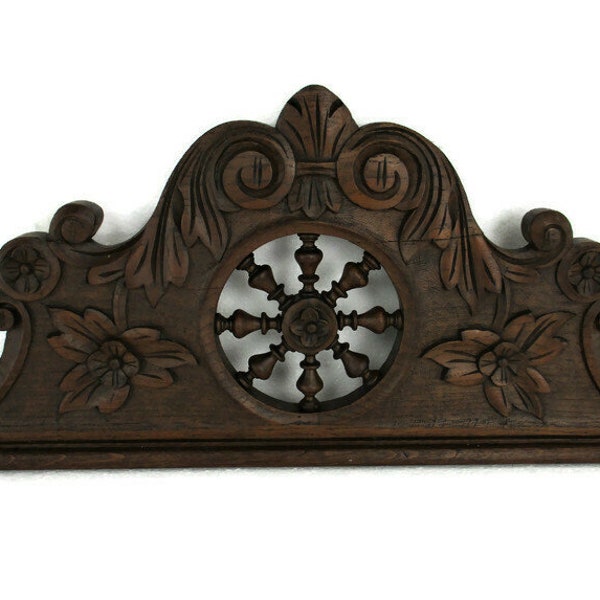 Hand Carved Wood French Pediment Ornate Over door Architectural Reclaimed Antique Breton style Gorgeous