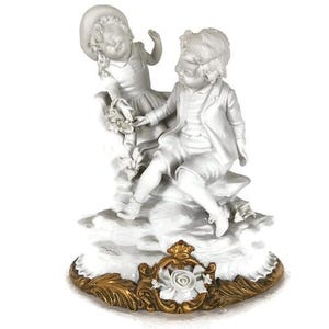 vintage figurine porcelain Vier tosca signed marked Capodimonte boy and girl Lovely