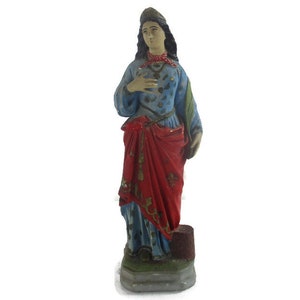 Large Statue Saint St Barbara of Nicomedië Tower Patron of Firemen Plaster HTF Antique Neo Gothic